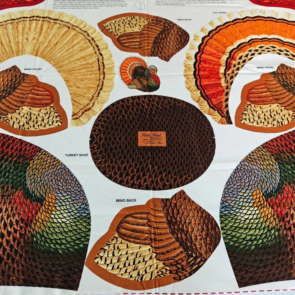 Patty Reed Designs Autumn Harvest Stuffed Turkey Fabric Panel DIY Sewing Project